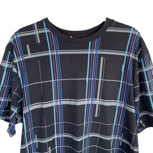 Vintage 90s Kirra Surfwear Graphic T Shirt Black Blue Geometric Crewneck Mens XL